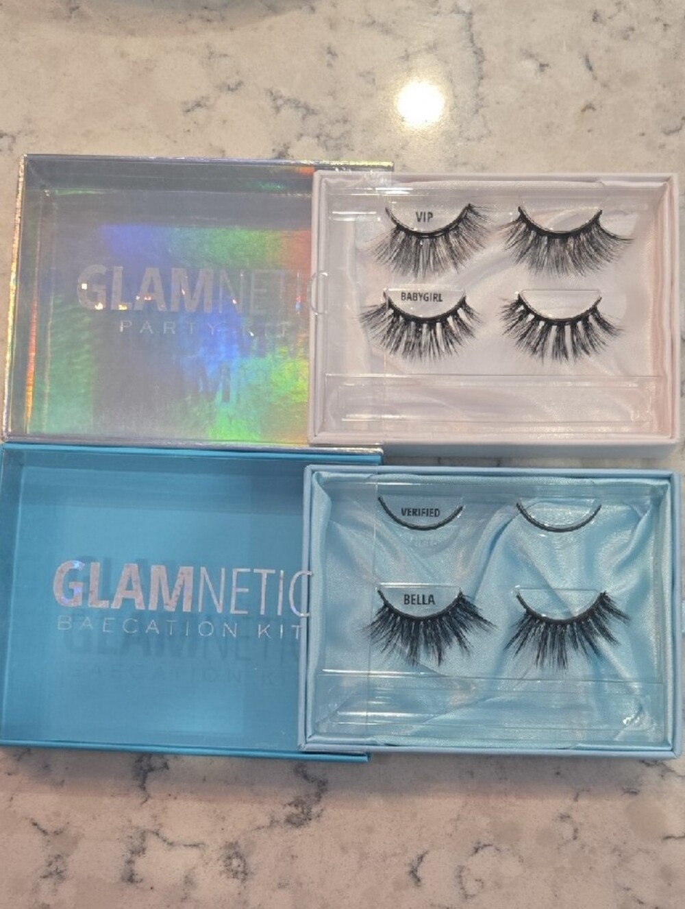 NIB 3 Glamnetic Lash Bundle: VIP, Babygirl, Bella-- Never Worn INC No Liner